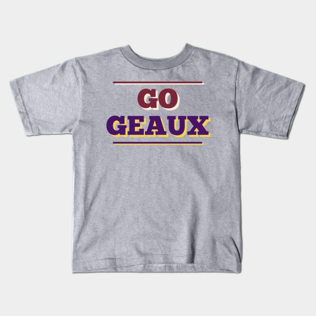 Go Geaux Football Louisiana Oklahoma Game Kids T-Shirt by ModernMae